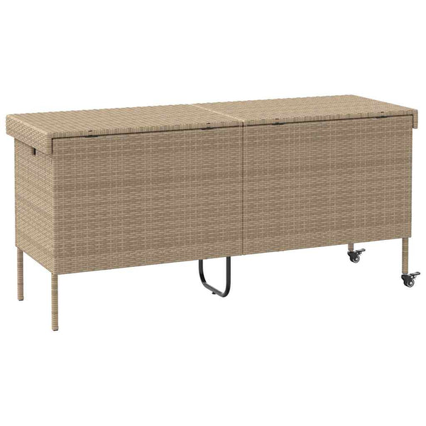 Gartentruhe Beige mit Rollen 160cm