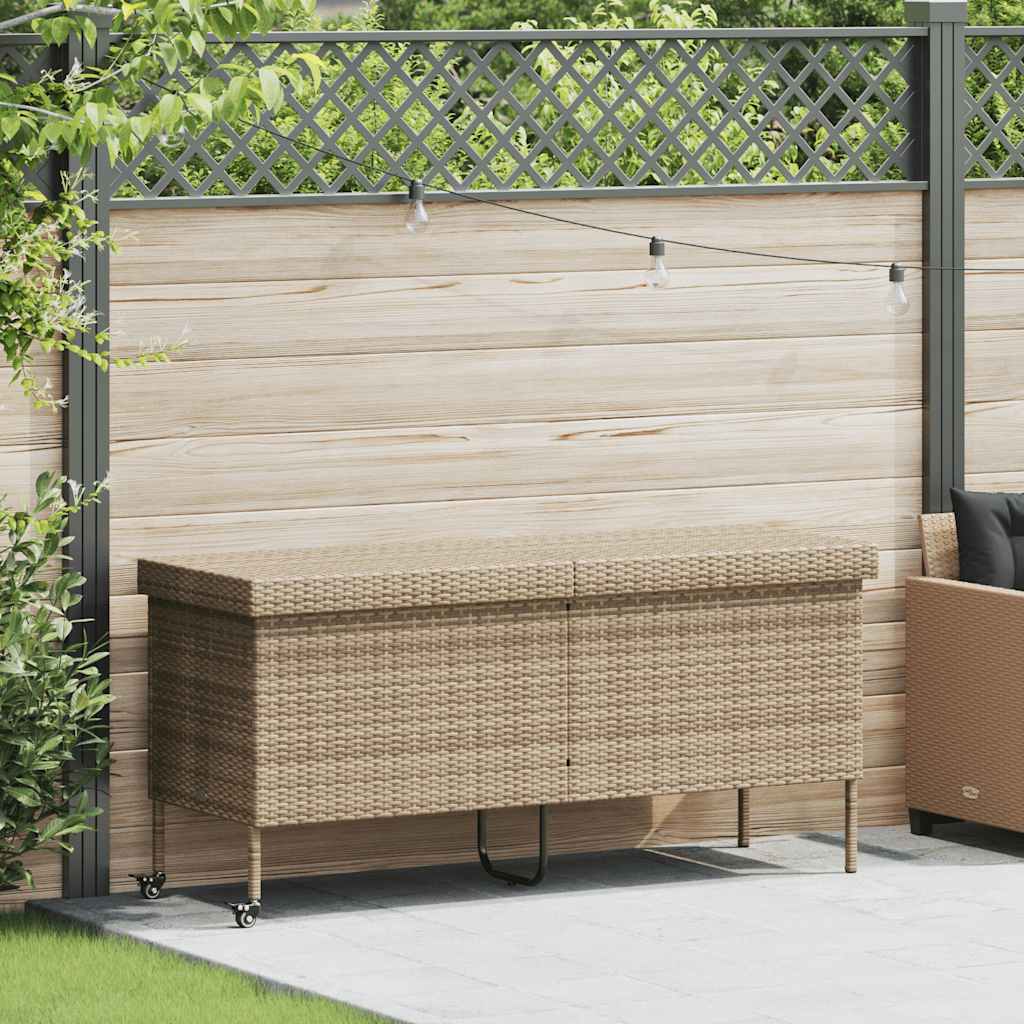 Gartentruhe Beige mit Rollen 160cm