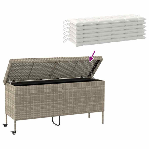Gartentruhe mit Rollen, Hellgrau, 160 cm