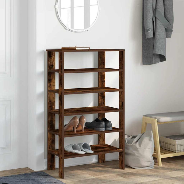 vidaXL Meuble à chaussures chêne fumé 61x32x105 cm bois d'ingénierie
