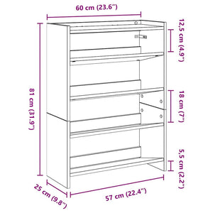 Schuhregal Schwarz 60x25x81 cm