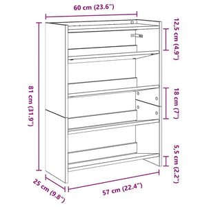 Schuhregal Betongrau 60x81 cm