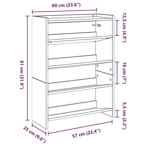 Schuhregal Betongrau 60x81 cm