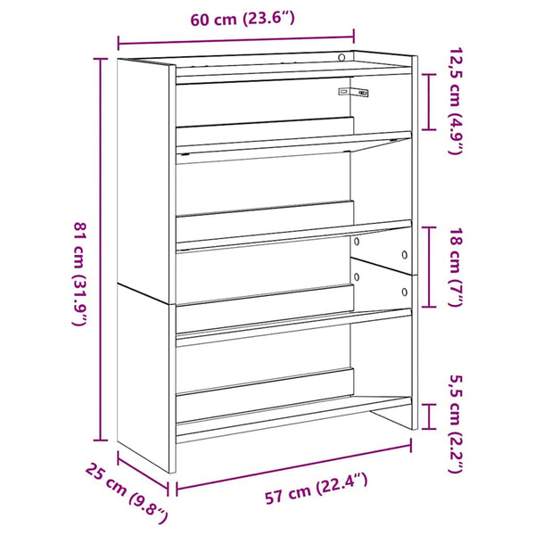 Schuhregal Artisan Eiche 60x81 cm