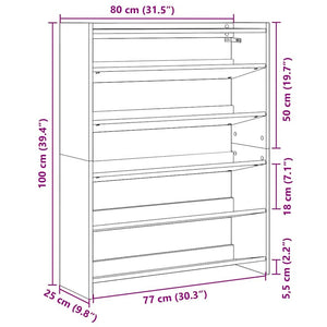 Weißes Schuhregal 80x25x100 cm