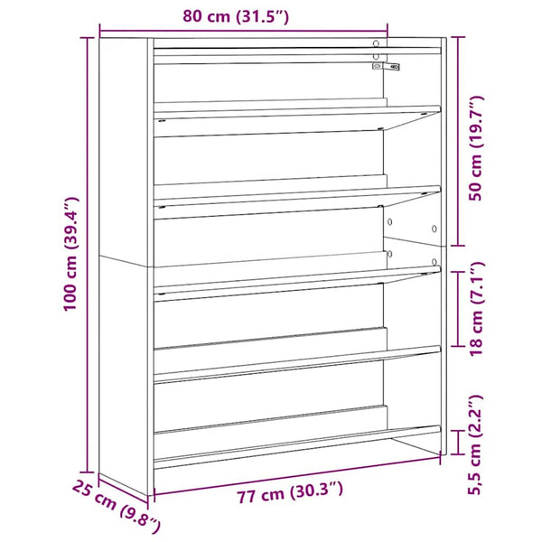 Weißes Schuhregal 80x25x100 cm