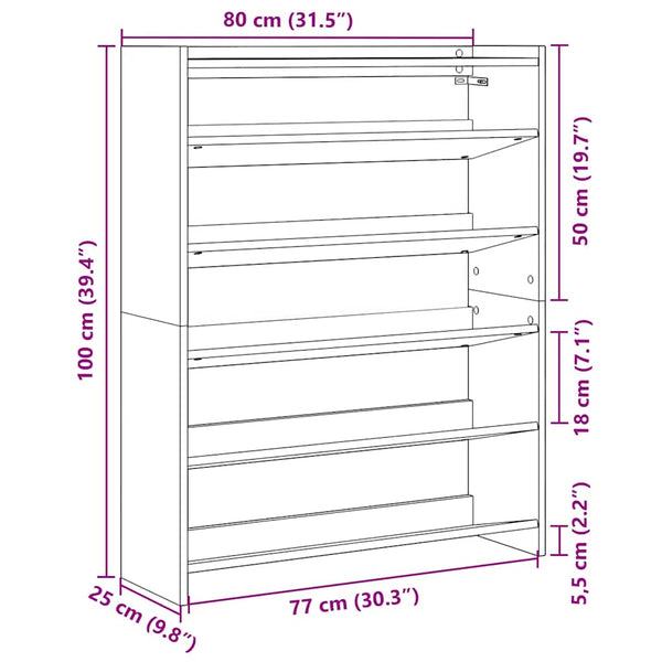 Schuhregal Schwarz 80x25x100 cm