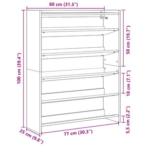 Betongraues Schuhregal 80x25x100 cm