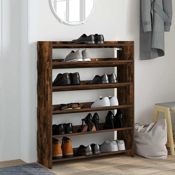 vidaXL Étagère à chaussures chêne fumé 80x25x100 cm bois d'ingénierie