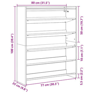 vidaXL Étagère à chaussures chêne fumé 80x25x100 cm bois d'ingénierie