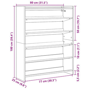 Schuhregal Artisan-Eiche 80x25x100 cm
