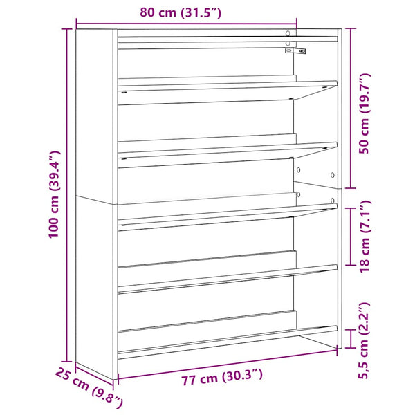 Schuhregal Artisan-Eiche 80x25x100 cm