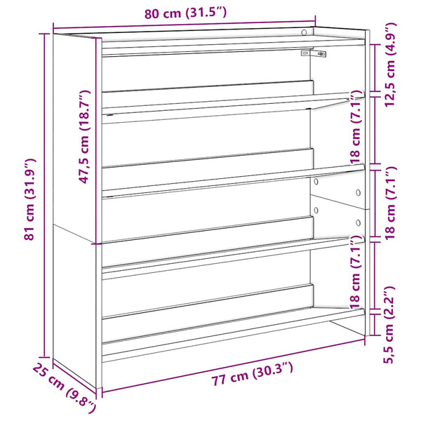 Schuhregal Betongrau 80x81 cm