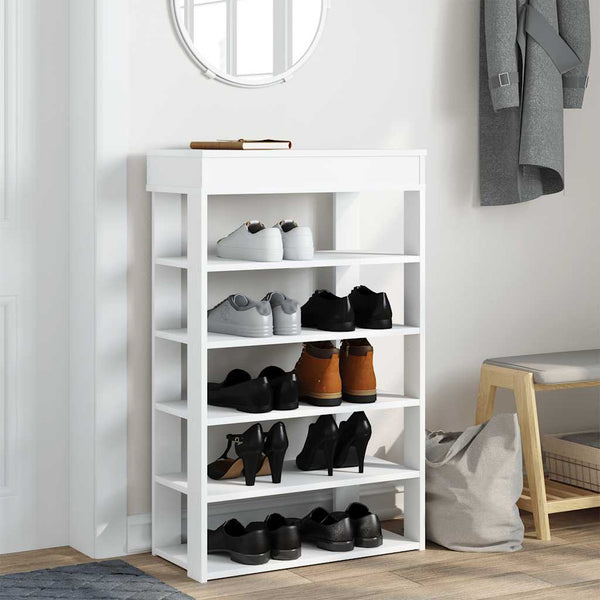 Schuhregal Weiß Holz 60x30x98 cm