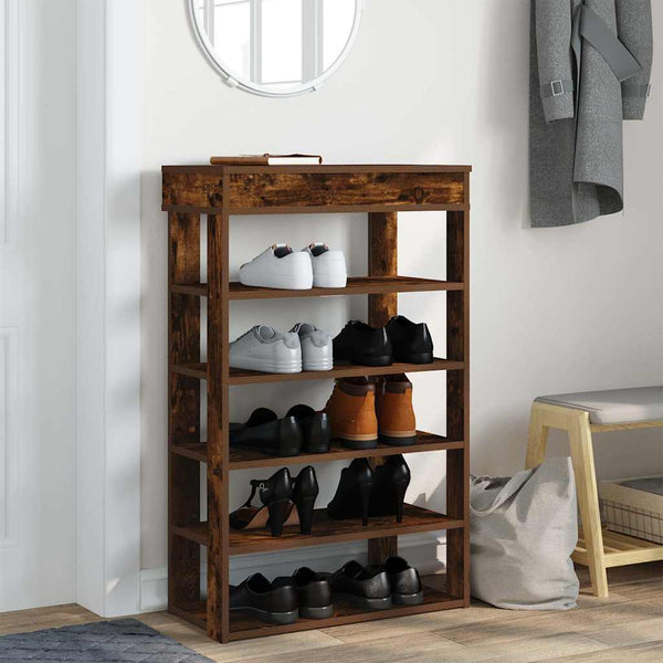 Schuhregal Räuchereiche 60x30x98 cm