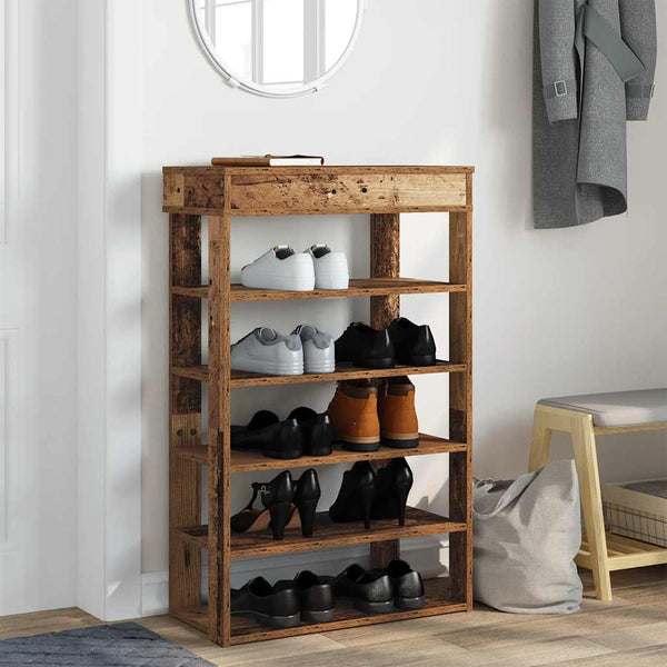 Schuhregal in Altholz-Optik, 60 cm