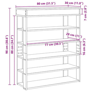 Schuhregal Grau Sonoma 80x98 cm