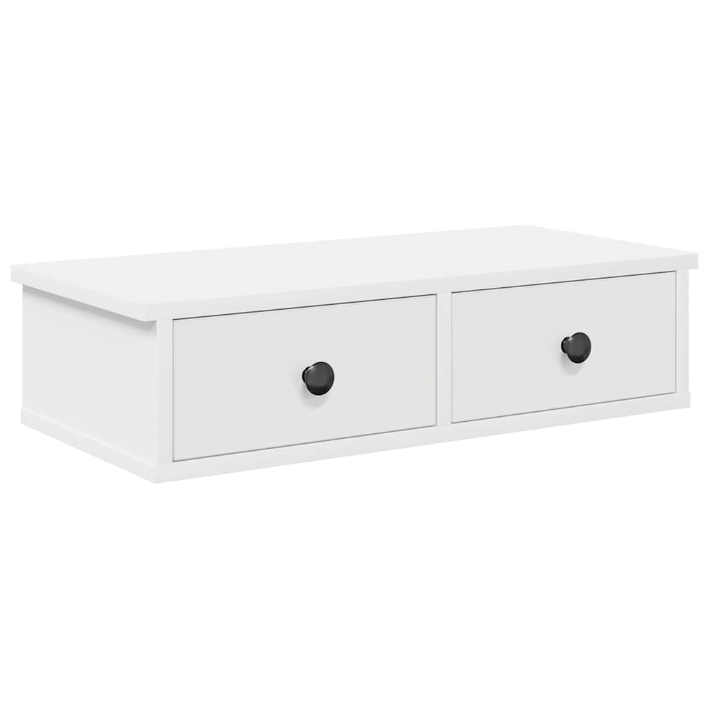 vidaXL Wall Shelf with Drawers White 60x28x15 cm Engineered Wood