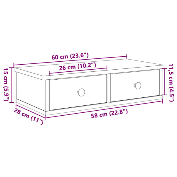 Wandregal Weiß mit Schubladen 60cm