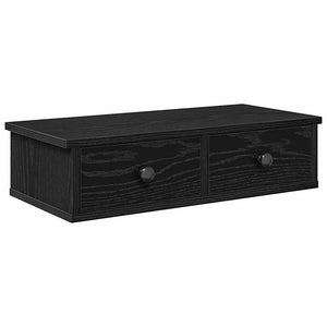 Wandregal Schwarz mit Schubladen 60 cm