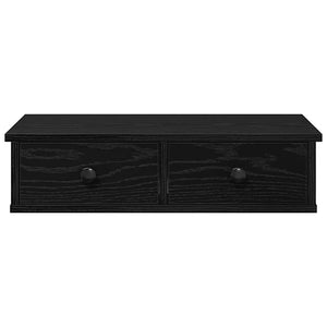 Wandregal Schwarz mit Schubladen 60 cm