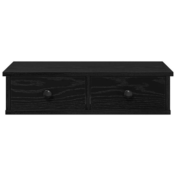 Wandregal Schwarz mit Schubladen 60 cm