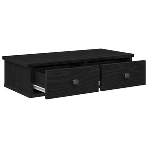 Wandregal Schwarz mit Schubladen 60 cm
