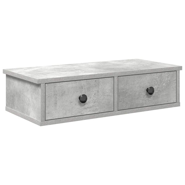 Wandregal Betongrau mit Schubladen 60 cm