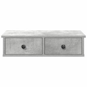 Wandregal Betongrau mit Schubladen 60 cm