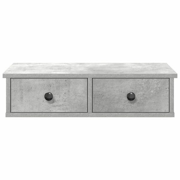 Wandregal Betongrau mit Schubladen 60 cm