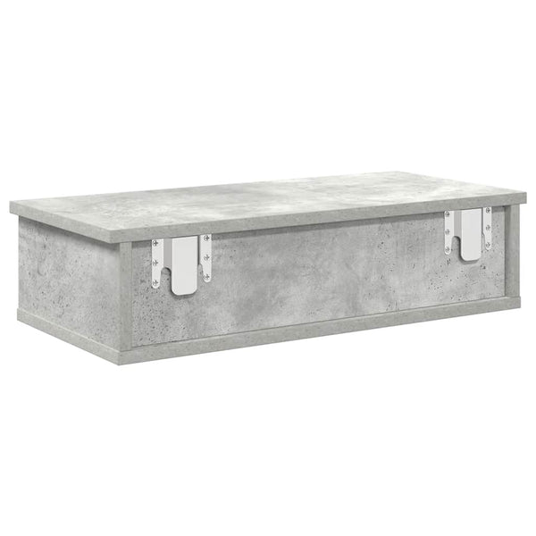 Wandregal Betongrau mit Schubladen 60 cm