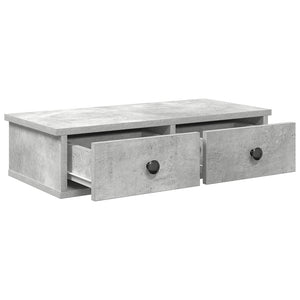 Wandregal Betongrau mit Schubladen 60 cm