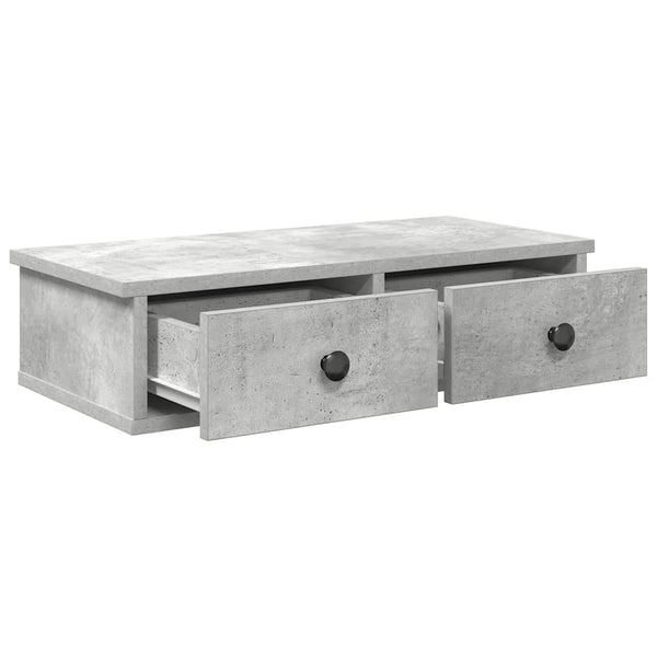 Wandregal Betongrau mit Schubladen 60 cm