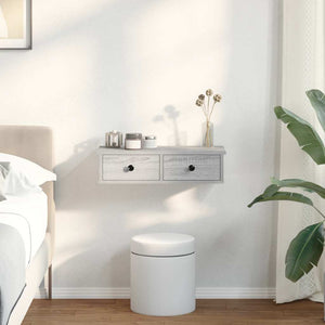 Wandregal Grau Sonoma mit Schubladen 60 cm