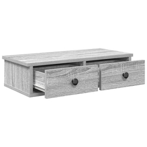 Wandregal Grau Sonoma mit Schubladen 60 cm