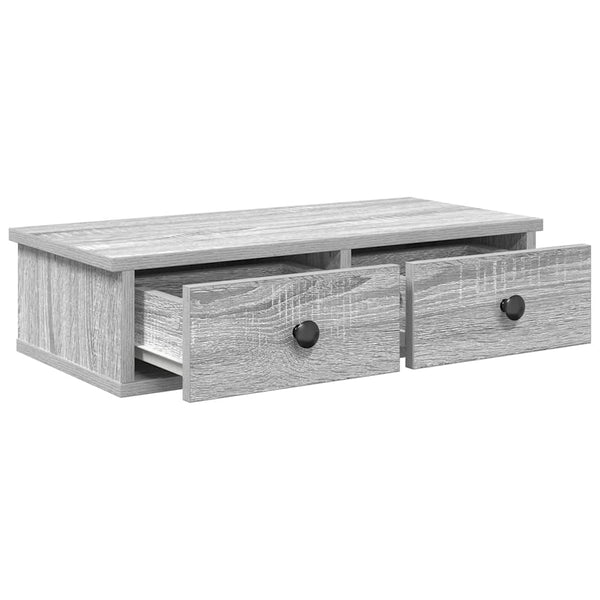 Wandregal Grau Sonoma mit Schubladen 60 cm