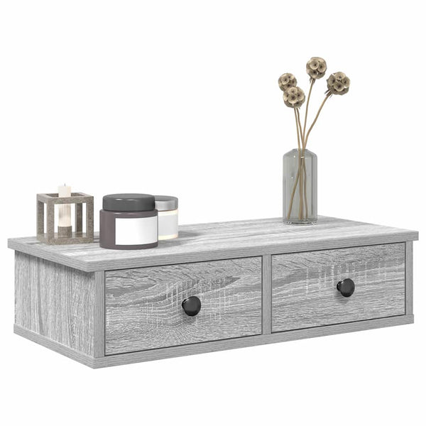 Wandregal Grau Sonoma mit Schubladen 60 cm