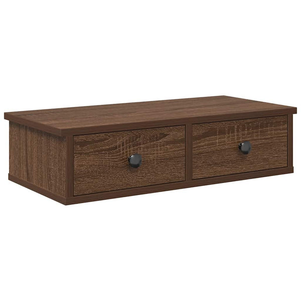 Wandregal mit Schubladen, Braun Eiche, 60 cm