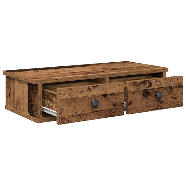 Wandregal mit Schubladen Altholz-Optik