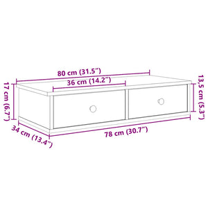 Wandregal Weiß mit Schubladen 80 cm