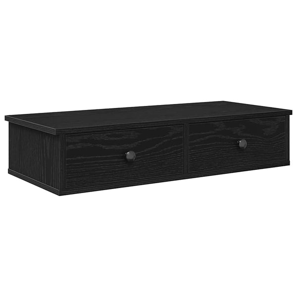 Schwarzes Wandregal mit Schubladen 80 cm