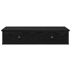 Schwarzes Wandregal mit Schubladen 80 cm