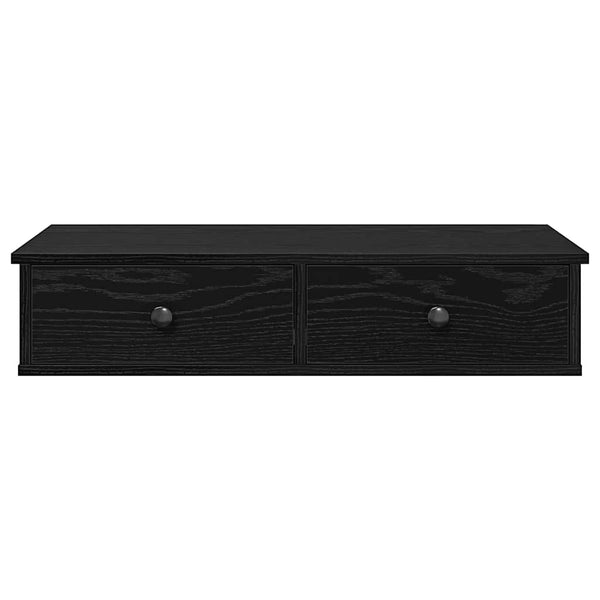 Schwarzes Wandregal mit Schubladen 80 cm