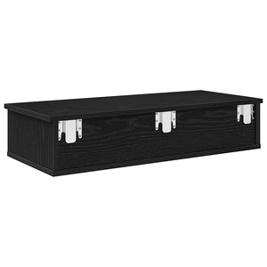 Schwarzes Wandregal mit Schubladen 80 cm