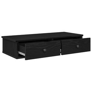 Schwarzes Wandregal mit Schubladen 80 cm