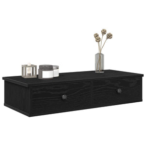 Schwarzes Wandregal mit Schubladen 80 cm