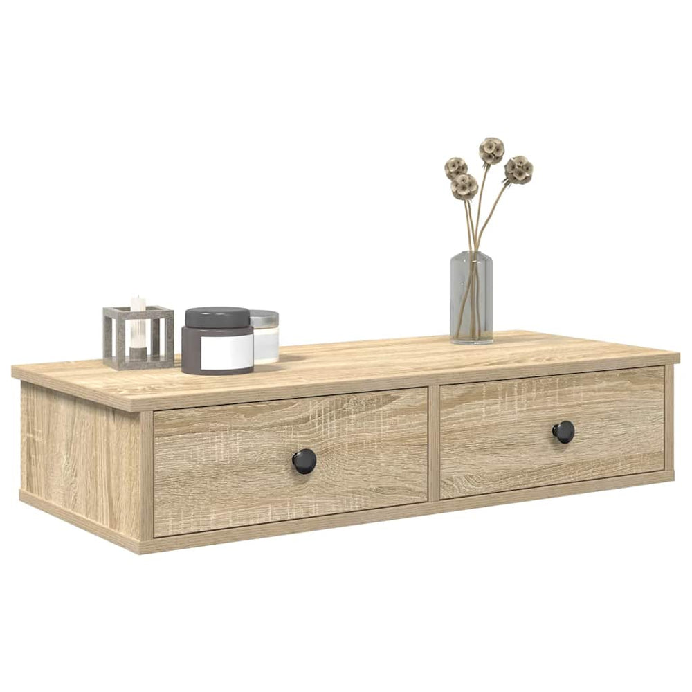 vidaXL Wall Shelf with Drawers Sonoma Oak 80x34x17 cm Engineered Wood