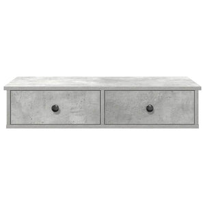 Wandregal Betongrau mit Schubladen 80cm
