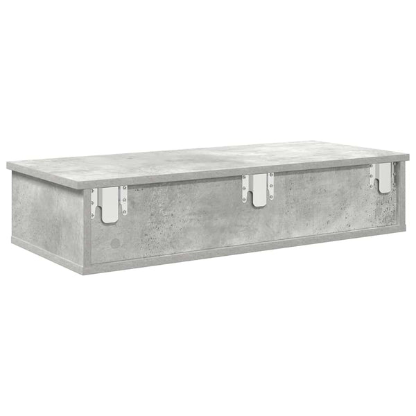 Wandregal Betongrau mit Schubladen 80cm