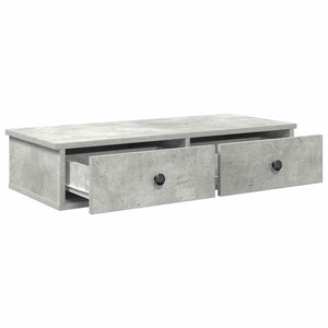 Wandregal Betongrau mit Schubladen 80cm
